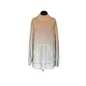 RDI Sweater Women’s M Ivory Cream Mock Neck Pullover Kangaroo Pocket Cozy